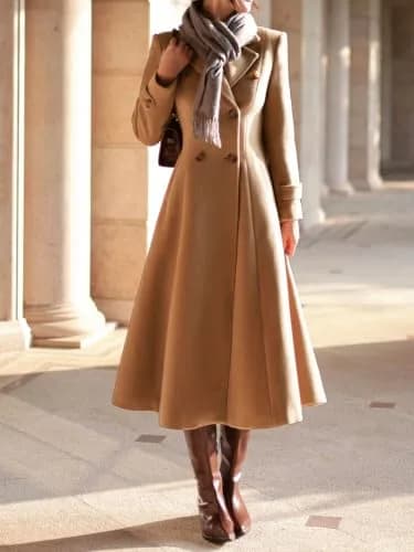 IDEALSANXUN Wool Blazer for Women 2026 Camel | Double Breasted Office Coat thumbnail 4
