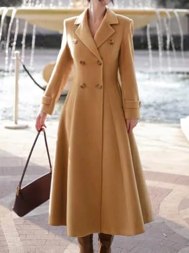 IDEALSANXUN Wool Blazer for Women 2026 Camel | Double Breasted Office Coat thumbnail 6