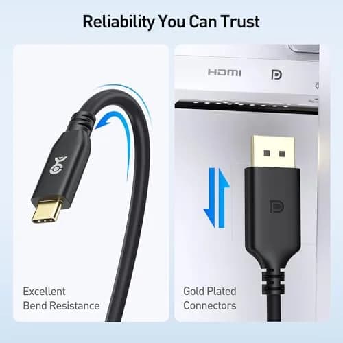 Cable Matters USB C to DisplayPort 2.1 Cable 6.6ft | 8K@120Hz, VESA Certified, Thunderbolt 4 Compatible thumbnail 7