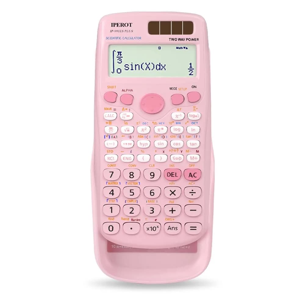 IPEROT Pink Solar Scientific Calculator 417 Functions | Dual Power, Large LCD Display - main product image