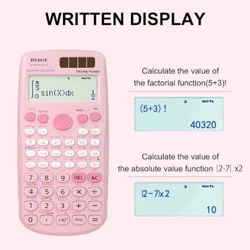 IPEROT Pink Solar Scientific Calculator 417 Functions | Dual Power, Large LCD Display thumbnail 4