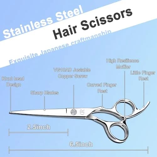 JAVENPROLIU Professional Hair Cutting Shears 6 Inch Barber Hair Scissors | Sharp Blades for Women, Men, Kids thumbnail 2