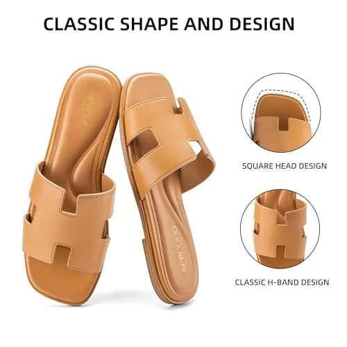 AprCoco Women's Classic H-Band Flat Sandals Size 7.5 (24 cm) | Comfortable Memory Foam Insole thumbnail 4