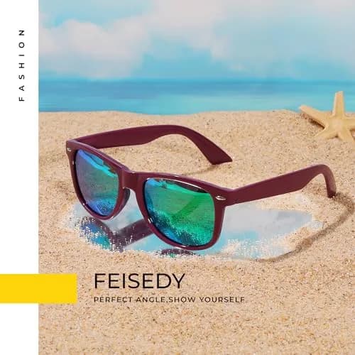 FEISEDY Classic Square Retro Polarized Sunglasses for Women & Men | 54mm (2.13 in) Lens Width thumbnail 6