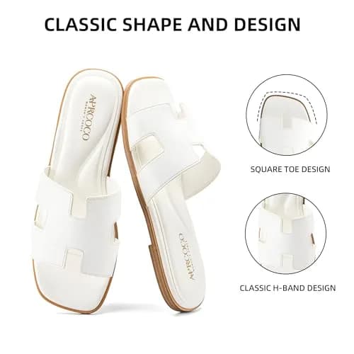 AprCoco Women's Classic H-Band Flat Sandals Size 7.5 (23.5cm) | Comfortable Memory Foam Insole thumbnail 4