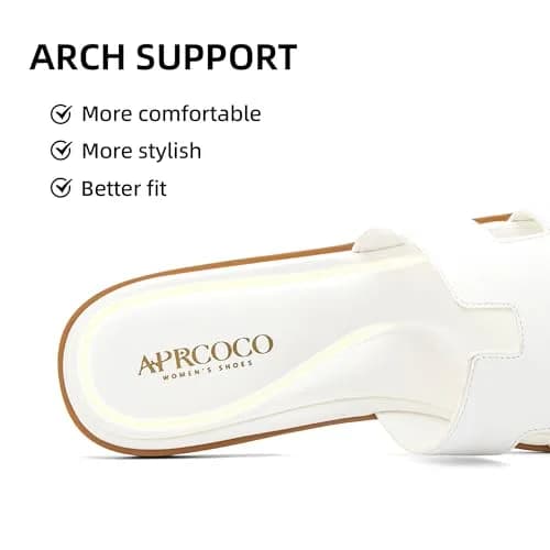 AprCoco Women's Classic H-Band Flat Sandals Size 7.5 (23.5cm) | Comfortable Memory Foam Insole thumbnail 3