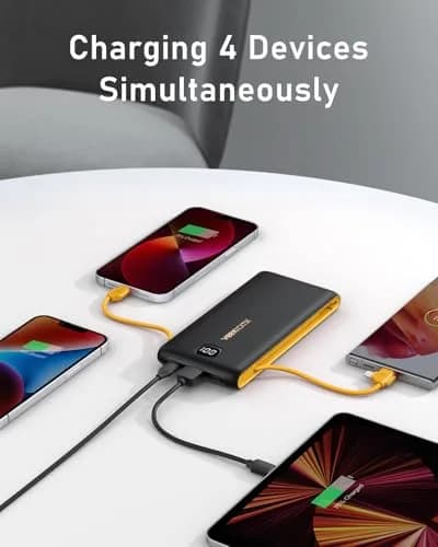 VEEKTOMX 10000mAh Portable Charger with Built-in Cables & Wall Plug | Slim Power Bank for Travel & Multiple Devices thumbnail 5