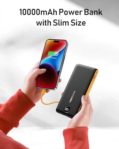VEEKTOMX 10000mAh Portable Charger with Built-in Cables & Wall Plug | Slim Power Bank for Travel & Multiple Devices thumbnail 7