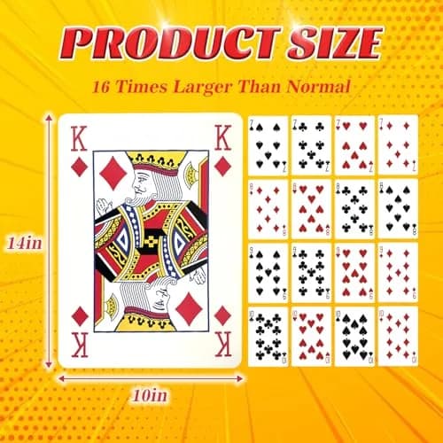 SeptCity Jumbo Playing Cards, Super Big Giant Game (1 Pack) (16 Times) | Oversized Cards for Fun & Decoration thumbnail 2