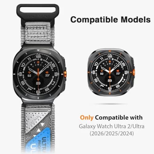 ULTIMAL Nylon Band Compatible with Samsung Galaxy Watch Ultra 2/1 47mm | Breathable, Adjustable, Waterproof Nylon Strap for Men & Women thumbnail 2