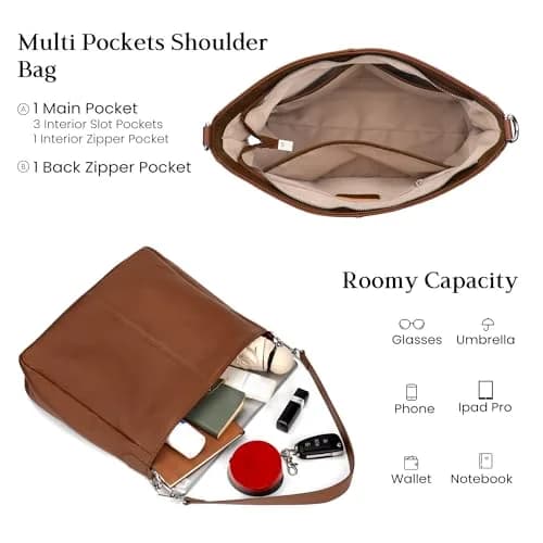 befen Genuine Leather Hobo Bag for Women | Adjustable Crossbody Shoulder Purse thumbnail 4