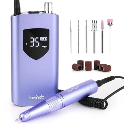 Lavinda Professional Nail Drill 35000 RPM Cordless Efile Purple | High-Speed Acrylic & Gel Nail Art Tool - main product image