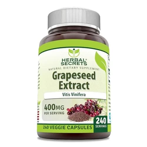 Herbal Secrets Grapeseed Extract 400 mg Veggie Capsules | Gluten Free, 240 Count thumbnail 1
