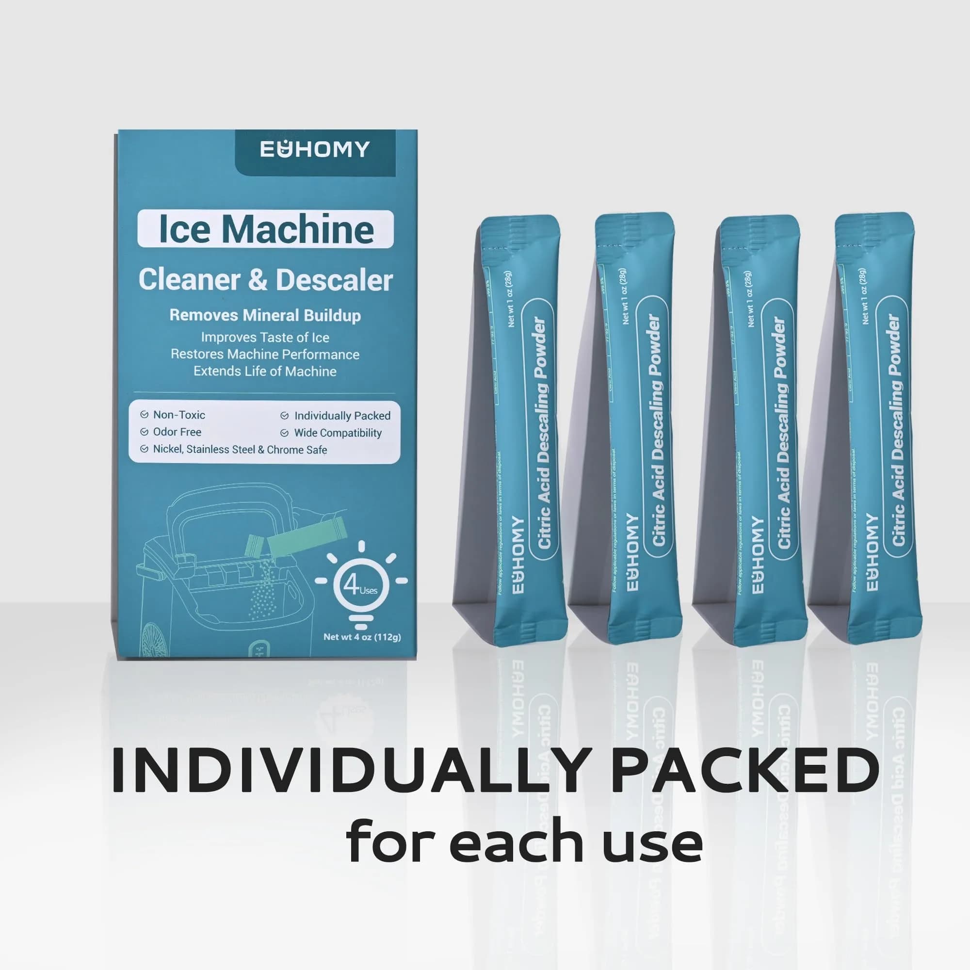 EUHOMY Ice Maker Cleaner & Descaler 4 Use (113g / 4 oz) | Organic Citric Acid Powder for All Brands - view 7