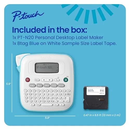 Brother P-Touch PT-N20 Label Maker | 12mm Wide Labels, QWERTY Keyboard, 220V Compatible thumbnail 7