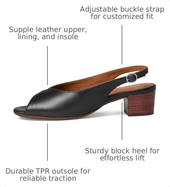 SoftWalk Lakewood Sandal Navy 12 Medium | Leather Dressy Heel with Adjustable Buckle thumbnail 4