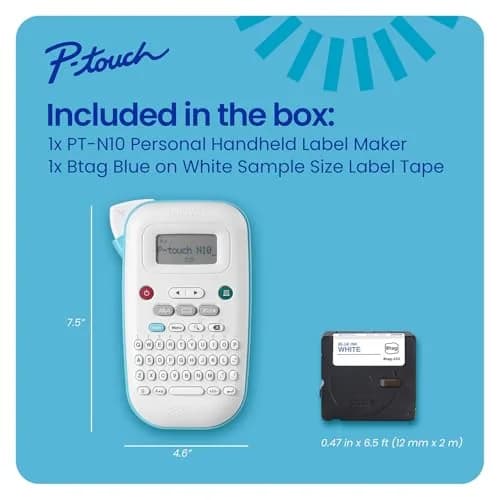 Brother P-Touch PT-N10 Personal Label Maker | Prints 12mm Wide Color Tapes thumbnail 8