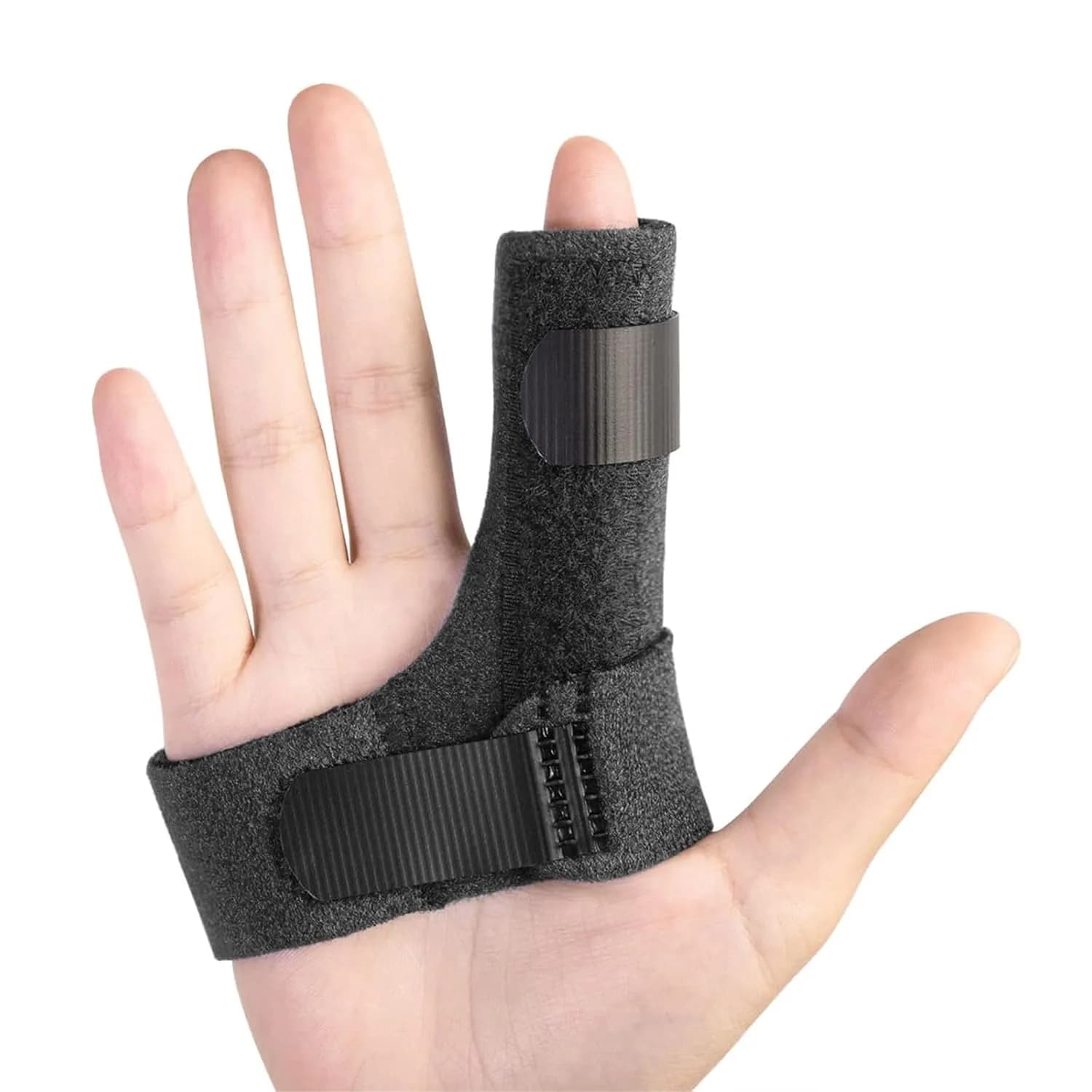 Sumifun Finger Brace Trigger Finger Splint for Arthritis & Injury | Fits Both Hands, Black — Black