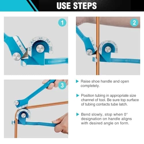 DURATECH 180 Degree Tubing Bender, 3-IN-1 Pipe Bender | Lightweight Aluminum for Copper, Brass, Aluminum & Steel Pipes thumbnail 5