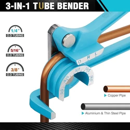 DURATECH 180 Degree Tubing Bender, 3-IN-1 Pipe Bender | Lightweight Aluminum for Copper, Brass, Aluminum & Steel Pipes thumbnail 3