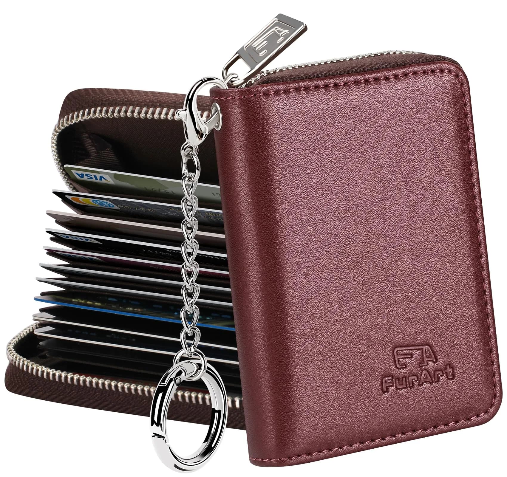 FurArt RFID Blocking Zipper Wallet for Women with Keychain | 11 cm (4.3 in) x 8 cm (3 in) x 1 cm (0.4 in) - main product image
