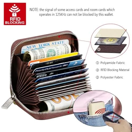 FurArt RFID Blocking Zipper Wallet for Women with Keychain | 11 cm (4.3") x 8 cm (3") x 3 cm (1.1") thumbnail 5