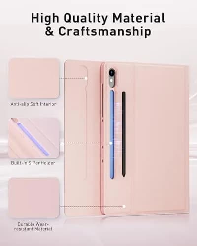 TUNKARMOR Pink Keyboard Case for Samsung Galaxy Tab S10+ / S9 FE+ / S9+ / S8+ / S7 FE / S7+ Plus 12.4-inch with Mouse & S Pen Holder | Detachable Magnetic Keyboard thumbnail 6