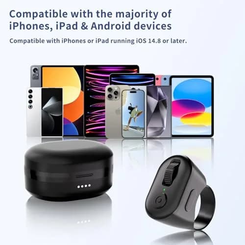 KINMATES Remote Control Ring for Tablets & Phones | Hands-Free TikTok & Ebook Page Turner, Bluetooth, Rechargeable, Black thumbnail 6