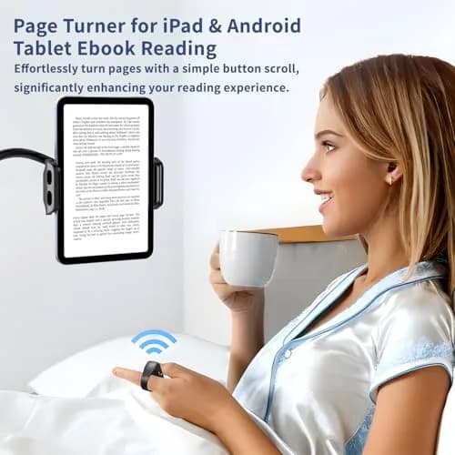 KINMATES Remote Control Ring for Tablets & Phones | Hands-Free TikTok & Ebook Page Turner, Bluetooth, Rechargeable, Black thumbnail 3