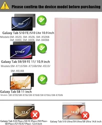 TUNKARMOR Pink Keyboard Case with Mouse for Samsung Galaxy Tab S9 FE/S9/S8/S7 10.9"/11" | Built-in Pencil Holder thumbnail 2