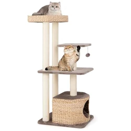 PETSITE 52 inch Cattail Cat Tree | Multi-Level Indoor Cat Tower with Scratching Posts & Cushions thumbnail 1