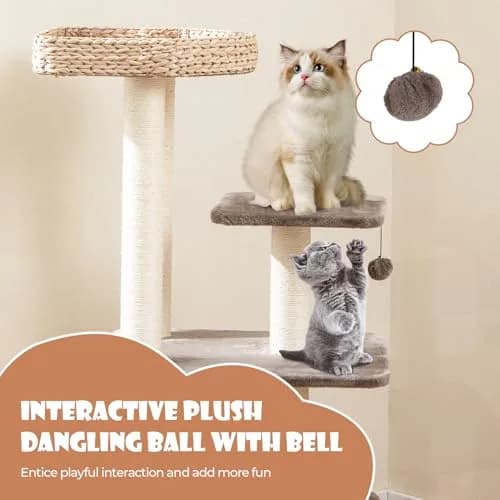 PETSITE 52 inch Cattail Cat Tree | Multi-Level Indoor Cat Tower with Scratching Posts & Cushions thumbnail 9