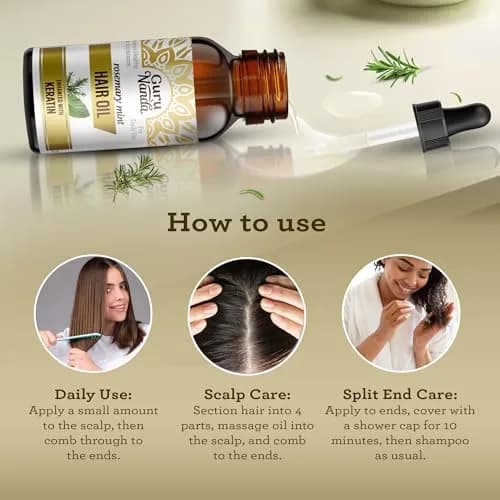 GuruNanda Rosemary Mint Hair Growth Oil 60ml (2 Fl Oz) | Stimulates Scalp for Stronger, Shinier Hair thumbnail 4