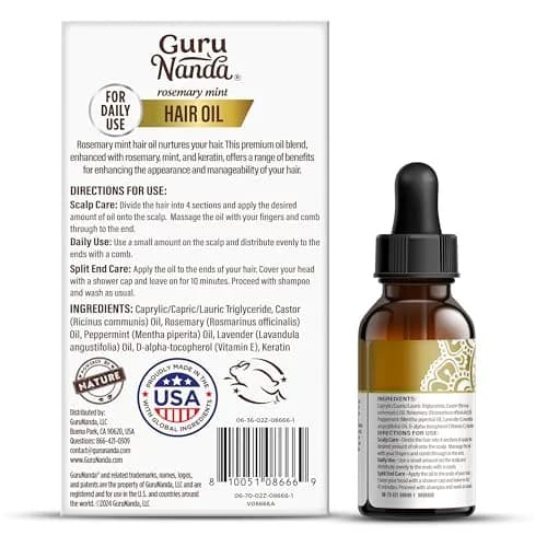 GuruNanda Rosemary Mint Hair Growth Oil 60ml (2 Fl Oz) | Stimulates Scalp for Stronger, Shinier Hair thumbnail 7
