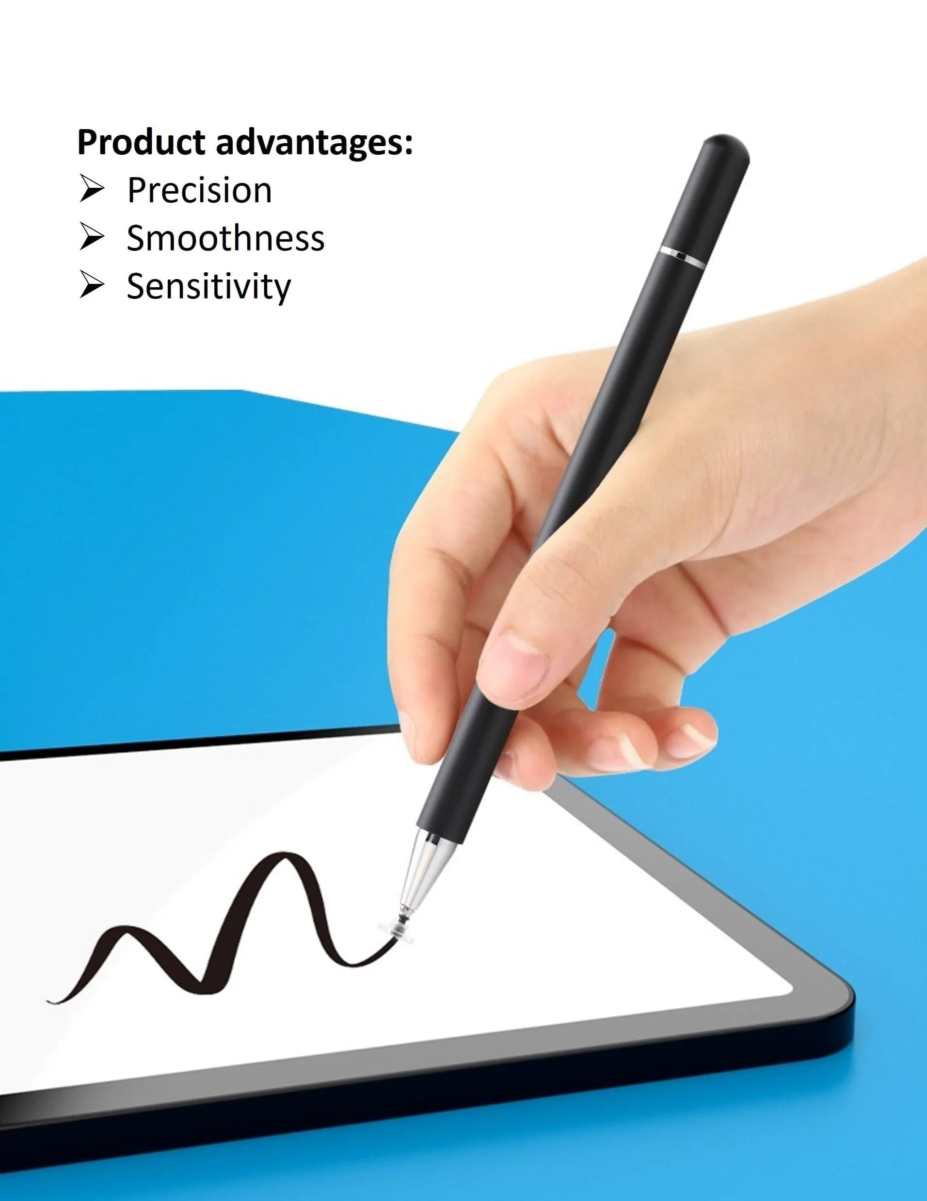 fllynewrite 3-in-1 Stylus Pen for Samsung Galaxy Tab A9+/A9/A8/A7/A7 Lite, iPad Pro/iPhone/Fire/Surface | Universal Touchscreen Input Pen (Black) - view 2