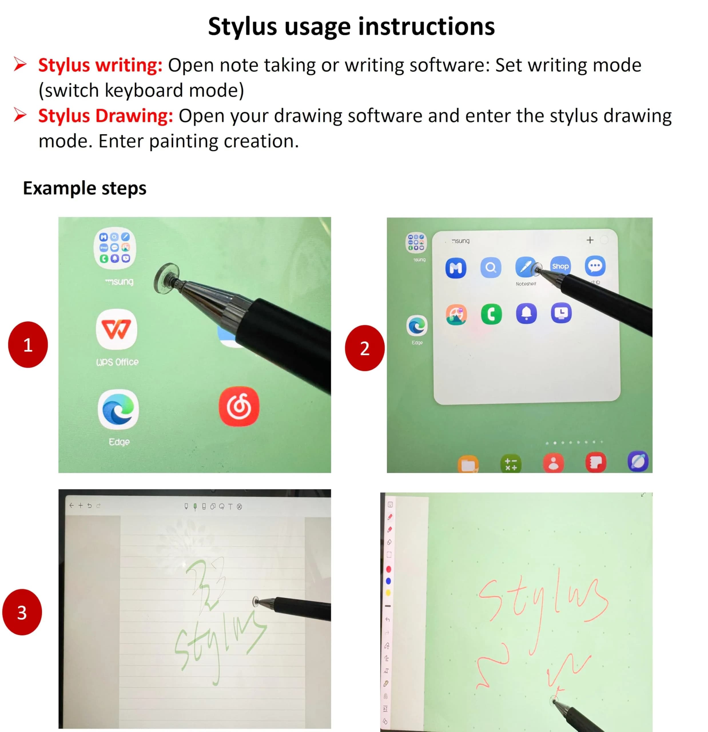 fllynewrite 3-in-1 Stylus Pen for Samsung Galaxy Tab A9+/A9/A8/A7/A7 Lite, iPad Pro/iPhone/Fire/Surface | Universal Touchscreen Input Pen (Black) - view 4