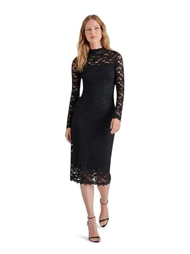 Steve Madden Vivienne Dress, Black, Small | Psychedelic Dreams Mesh Midi thumbnail 1