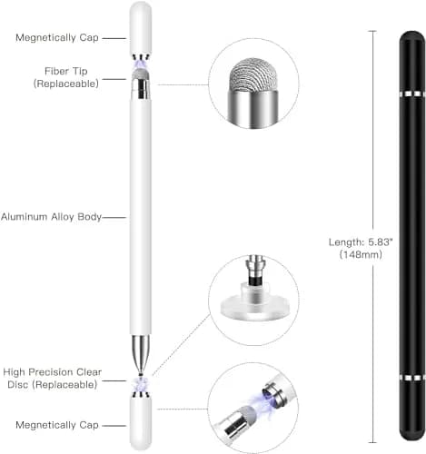 fllynewrite 2-in-1 Stylus Pen 2-Pack (Black+White) | Universal Touch Screen Compatibility thumbnail 2