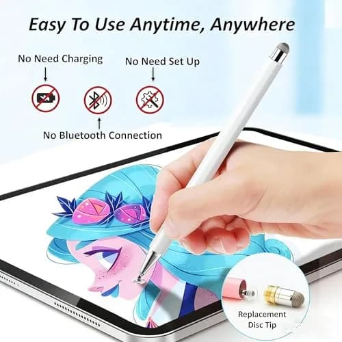 fllynewrite 2-in-1 Stylus Pen 2-Pack (Black+White) | Universal Touch Screen Compatibility thumbnail 3