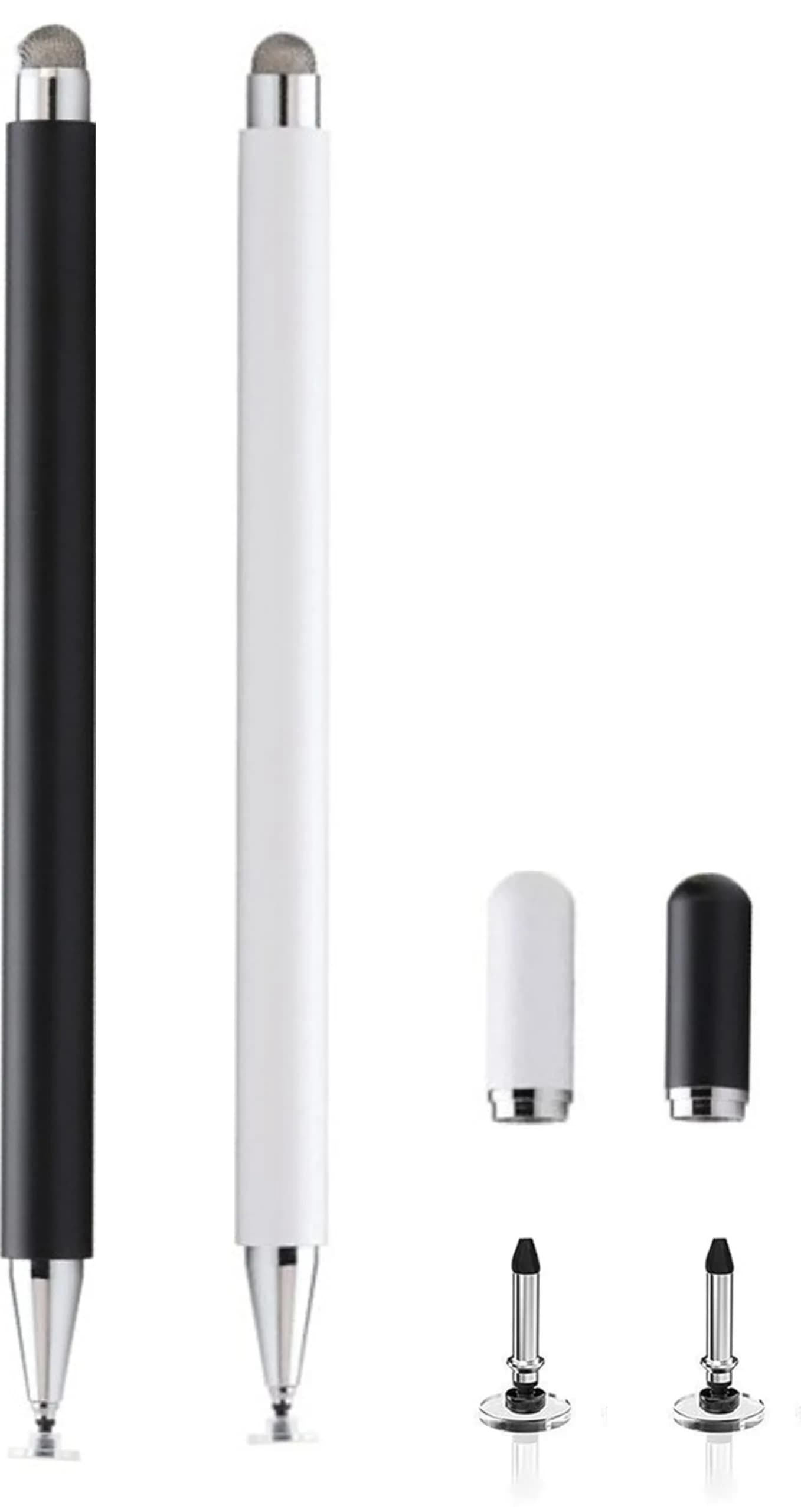 fllynewrite 3-in-1 Stylus Pen for Samsung Galaxy Tab A9+/A9/A8/A7/A7 Lite, iPad Pro/iPhone/Fire/Surface | Universal Touchscreen Input Pen (Black) — Black+White