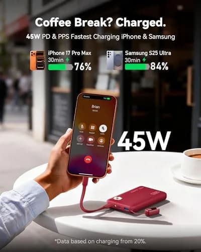 INIU 10000mAh 45W Fast Charging Portable Power Bank | Compact Travel Charger with USB-C & USB-A Ports thumbnail 3