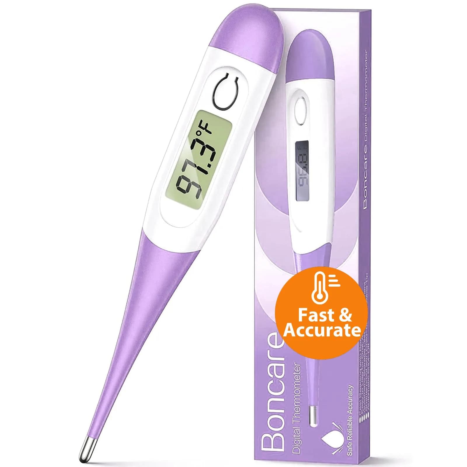 Boncare Digital Oral Thermometer for Adults and Kids, Purple | Fast & Accurate 10-Second Reading - main product image