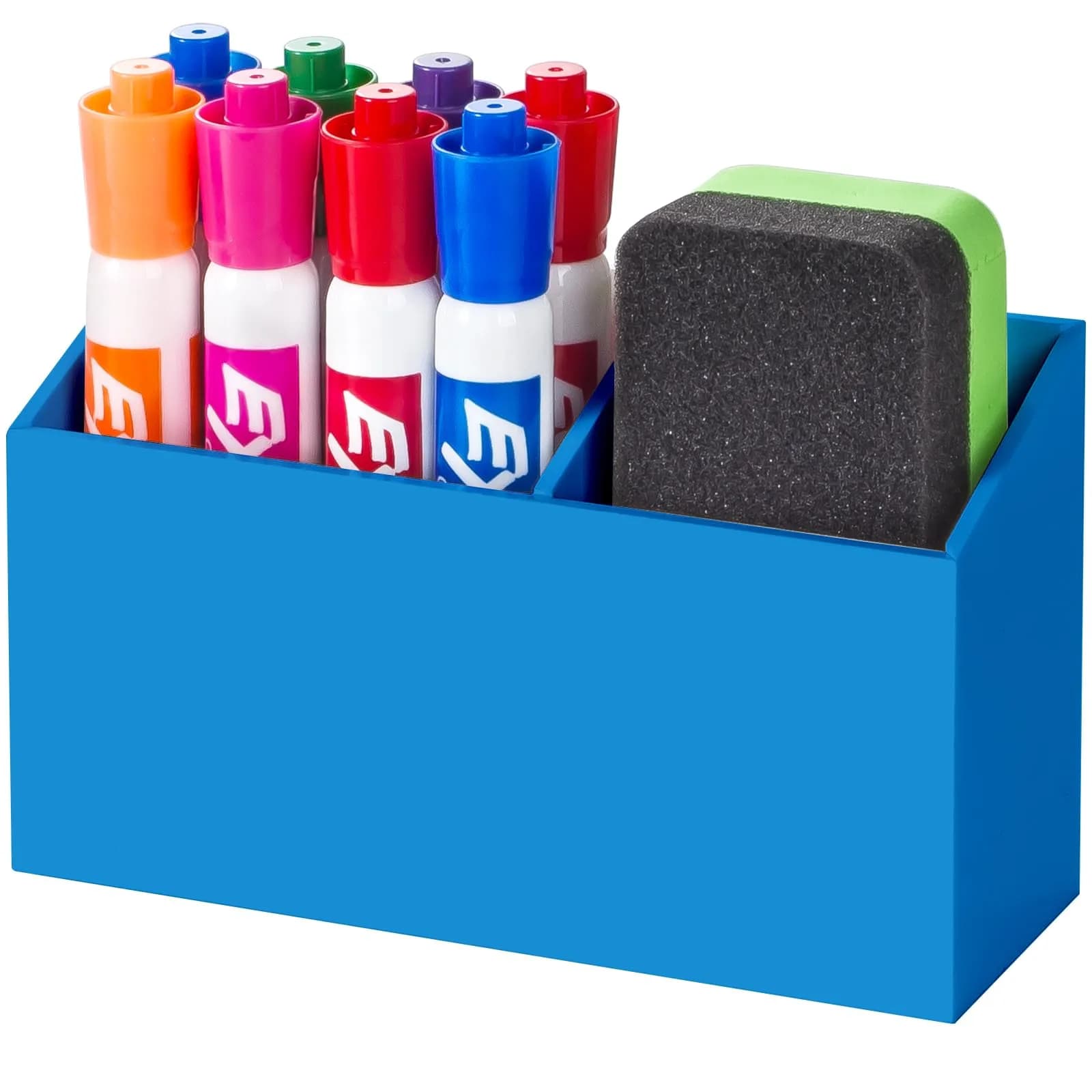BEYGORM Magnetic Dry Erase Marker Holder for Whiteboard & Refrigerator, 15.0 cm (5.9 in) | Non-Slip Acrylic Pen Holder for Classroom, Fridge Magnet, Locker Organizer Accessories, Teacher & School Supplies(Blue) - main product image