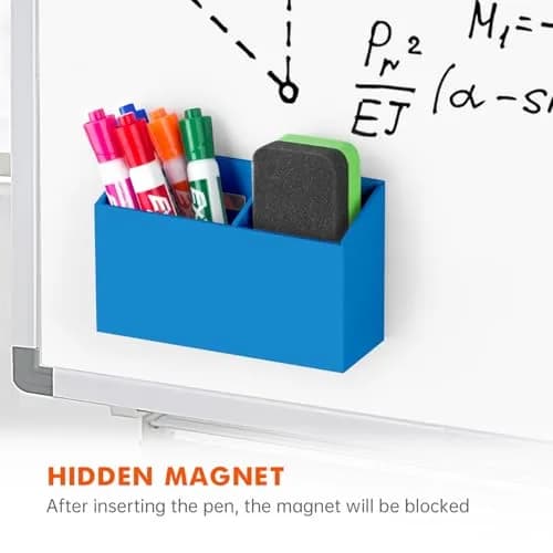 BEYGORM Magnetic Dry Erase Marker Holder for Whiteboard & Refrigerator, 15.0 cm (5.9 in) | Non-Slip Acrylic Pen Holder for Classroom, Fridge Magnet, Locker Organizer Accessories, Teacher & School Supplies(Blue) thumbnail 4