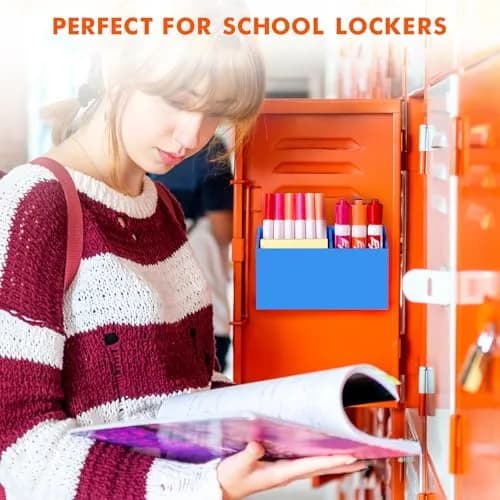 BEYGORM Magnetic Dry Erase Marker Holder for Whiteboard & Refrigerator, 15.0 cm (5.9 in) | Non-Slip Acrylic Pen Holder for Classroom, Fridge Magnet, Locker Organizer Accessories, Teacher & School Supplies(Blue) thumbnail 5
