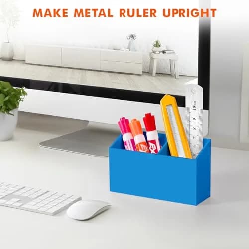 BEYGORM Magnetic Dry Erase Marker Holder for Whiteboard & Refrigerator, 15.0 cm (5.9 in) | Non-Slip Acrylic Pen Holder for Classroom, Fridge Magnet, Locker Organizer Accessories, Teacher & School Supplies(Blue) thumbnail 6