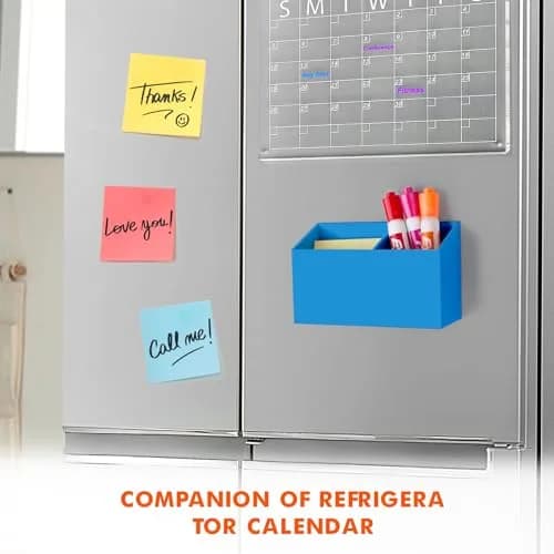 BEYGORM Magnetic Dry Erase Marker Holder for Whiteboard & Refrigerator, 15.0 cm (5.9 in) | Non-Slip Acrylic Pen Holder for Classroom, Fridge Magnet, Locker Organizer Accessories, Teacher & School Supplies(Blue) thumbnail 3