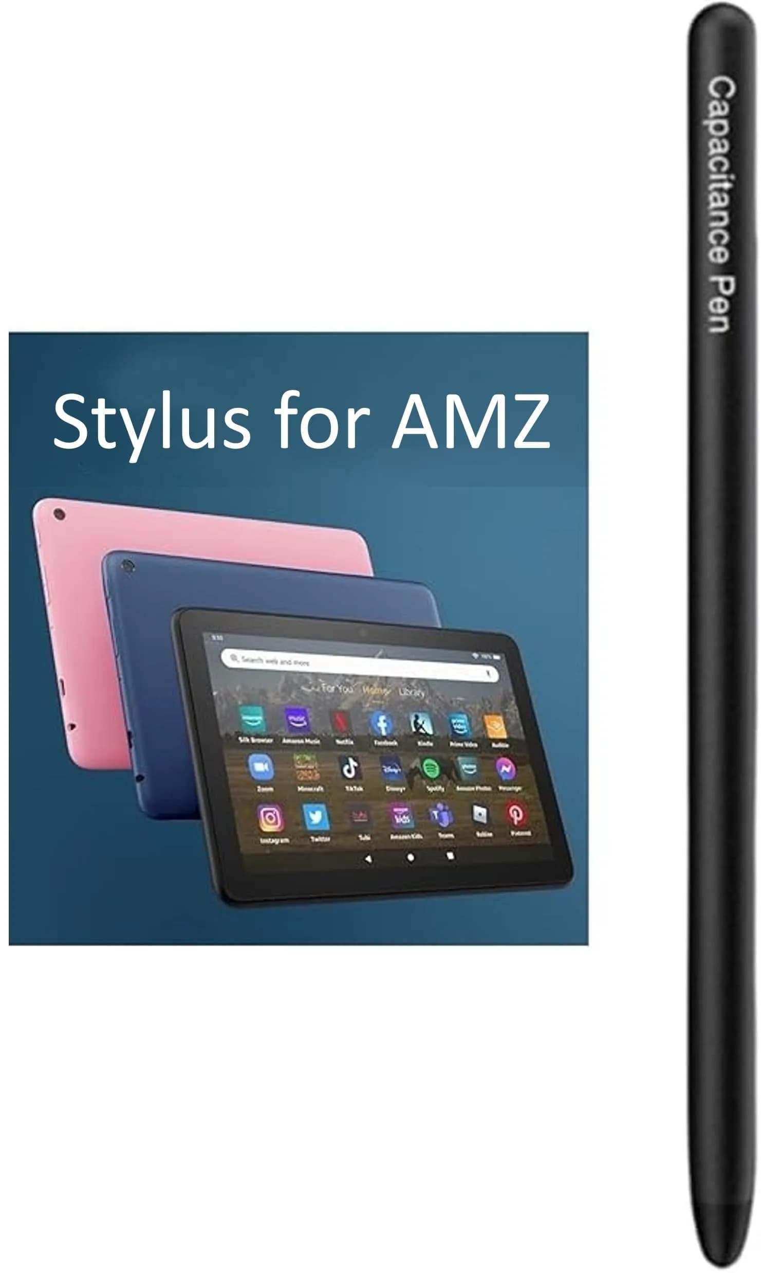 fllynewrite Stylus Pen for AMZ HD 10 Tablet & All Touch Devices (Black) | Universal Compatibility — Black