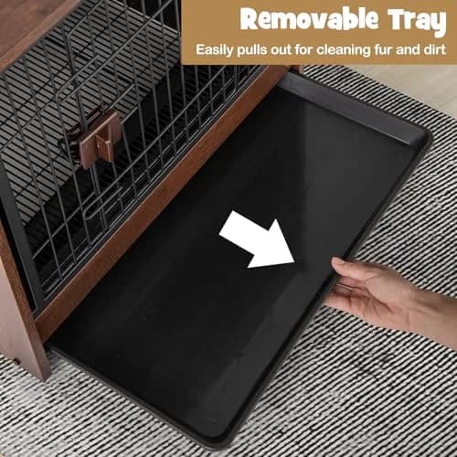 PETSITE Dog Crate Furniture | Industrial Style Dog Kennel with Lockable Door, Removable Tray, Adjustable Foot Pads, 24.5 x 19.5 x 24 in thumbnail 7