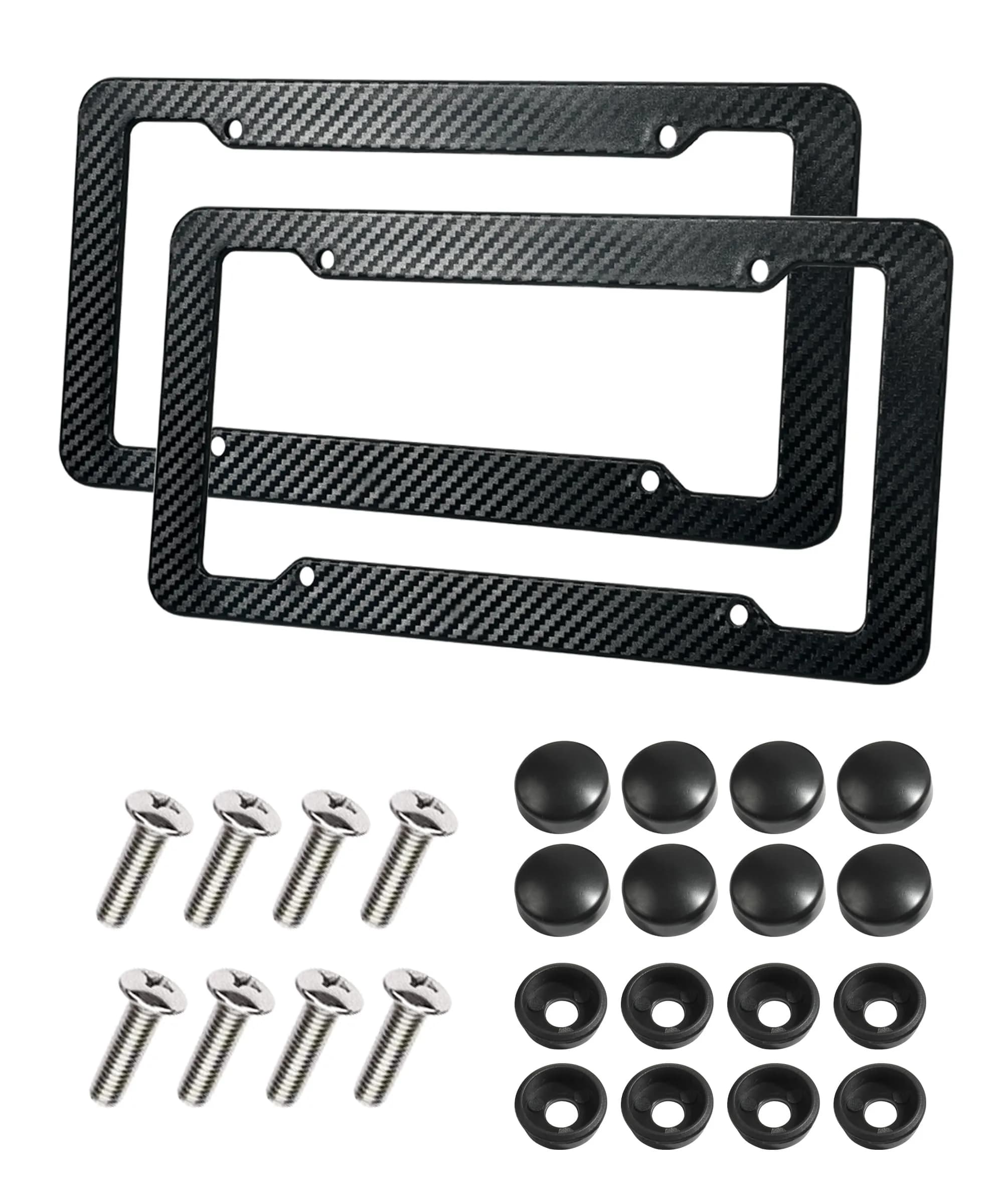 SCUARI Carbon Fiber License Plate Frames (2-Pack, 12.2" x 6.3" / 31cm x 16cm) | Universal Fit for US & Canadian Plates — 2-Pack